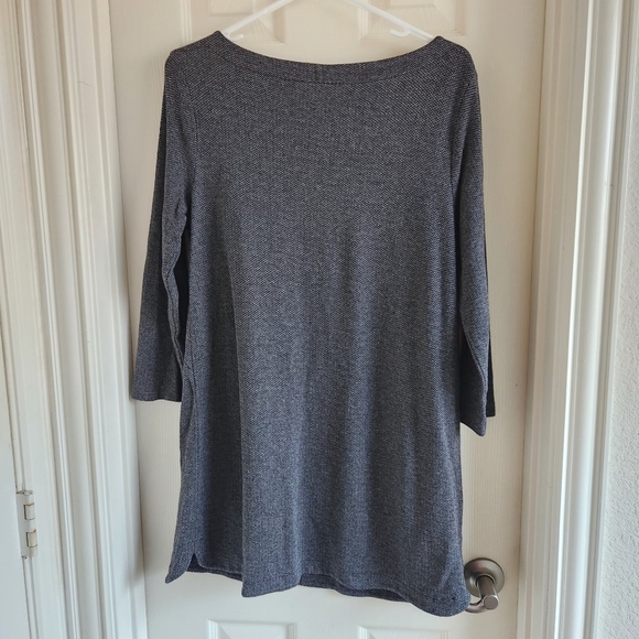J Jill Womens Tunic Top Size S Ponte Knit Gray Herringbone Boat Neck 3/4 Sleeve - Picture 4 of 9